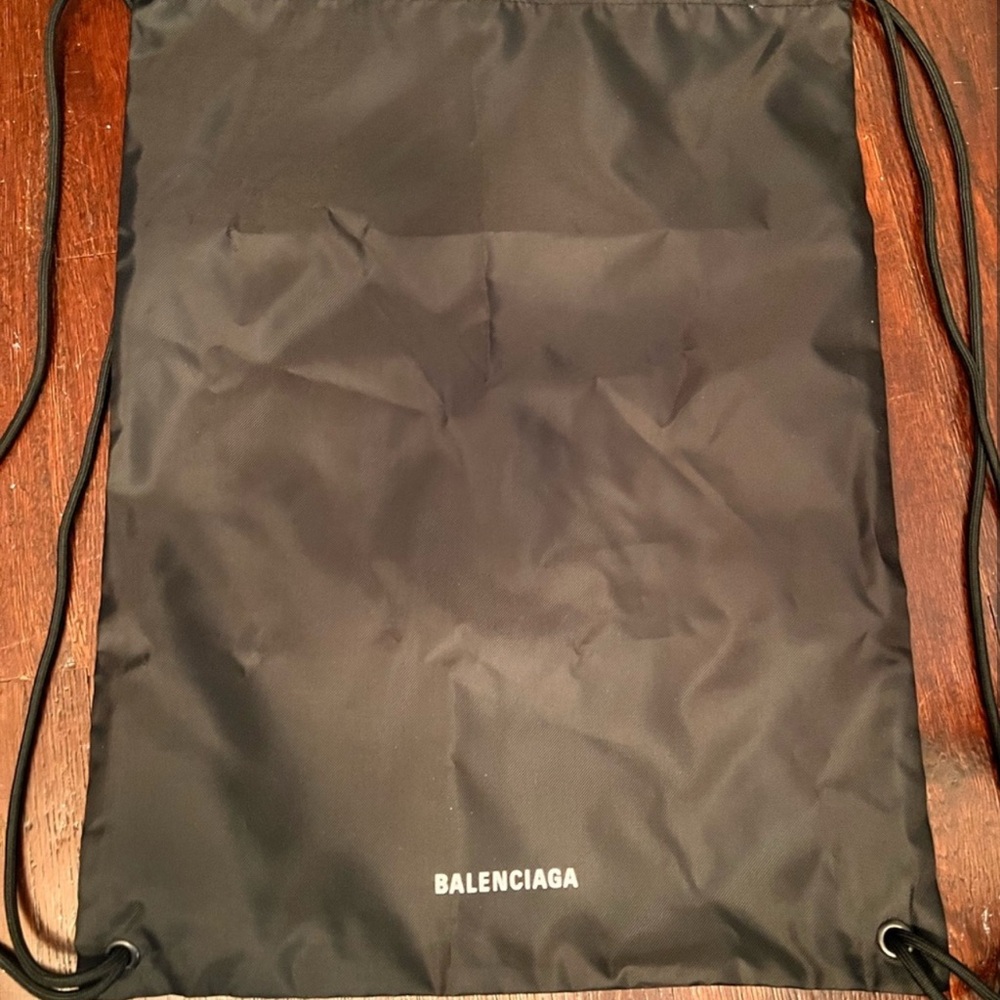 Balenciaga Black Backpack with Drawstring Closure